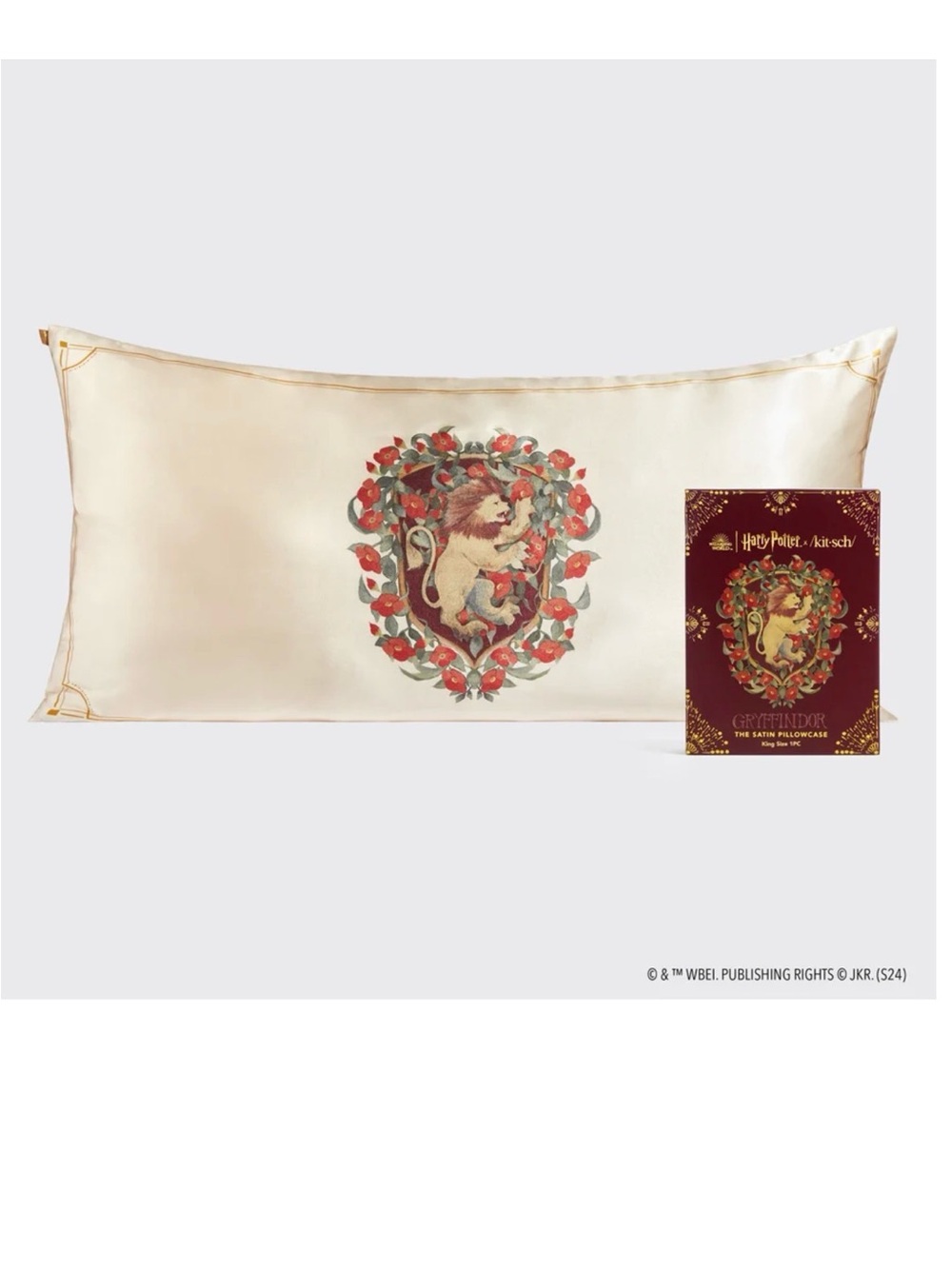 Kitsch Satin Pillowcase with Gryffindor Crest